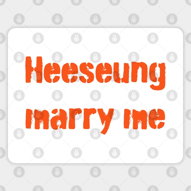 Enhypen Heeseung marry me text orange | Morcaworks Magnet by Oricca